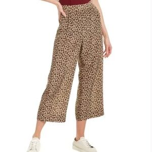 J. Crew Leopard Print Cropped Wide-Leg Pants in Tan and Black